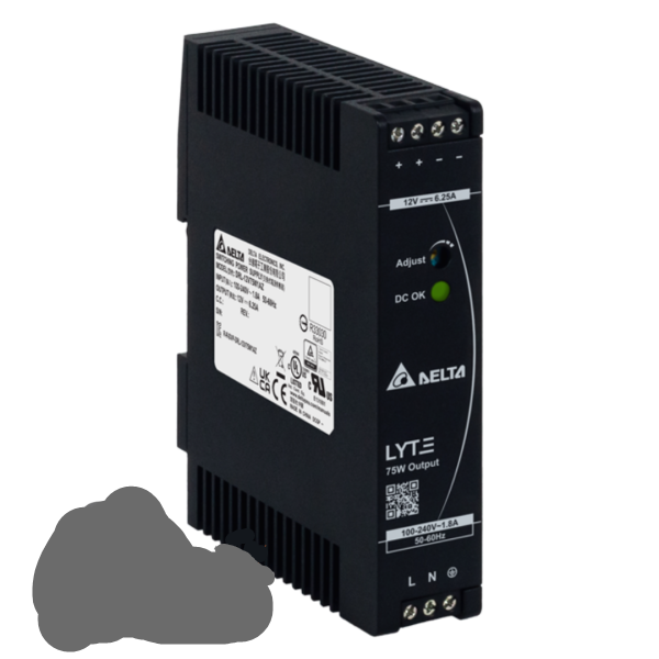 منبع تغذیه 6.25 آمپر 12 ولت ریلی دلتا مدل DRL12V75W1AZ